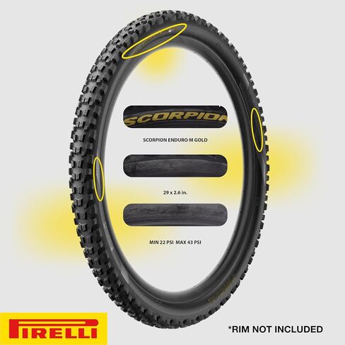 Pirelli Scorpion Enduro M Gold Color Edition Mountain Bicycle Tire 29x2.6 - Tubeless High-Performance Tear-Resistant MTB Tire for XC Racing, Trail and Enduro Riding in Saudi Arabia