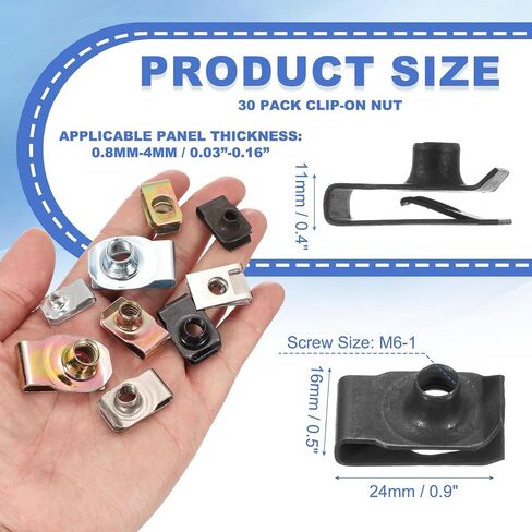 PATIKIL U-Style Clip-On Nut, 30 Pack M4-0.7 Regular Extruded U-Nut U-Type Fasteners Hardware Nuts 304 Stainless Steel for Automotive Metal Cars Motorcycles, Silver in Saudi Arabia