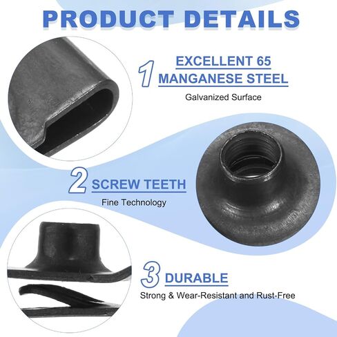 PATIKIL U-Style Clip-On Nut, 30 Pack M4-0.7 Regular Extruded U-Nut U-Type Fasteners Hardware Nuts 304 Stainless Steel for Automotive Metal Cars Motorcycles, Silver in Saudi Arabia
