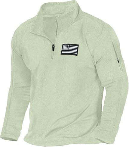 USA FLAG GRAPHIC SWESTSHERT للرجال ، وطني أمريكي 1/4 بسحاب طويل الأكمام مع جيب الكتف in Kuwait