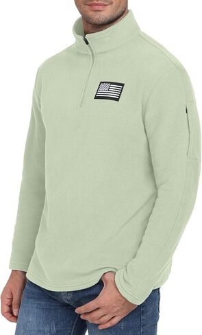 USA FLAG GRAPHIC SWESTSHERT للرجال ، وطني أمريكي 1/4 بسحاب طويل الأكمام مع جيب الكتف in Kuwait