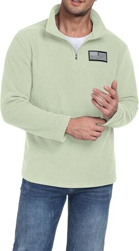 USA FLAG GRAPHIC SWESTSHERT للرجال ، وطني أمريكي 1/4 بسحاب طويل الأكمام مع جيب الكتف in Kuwait