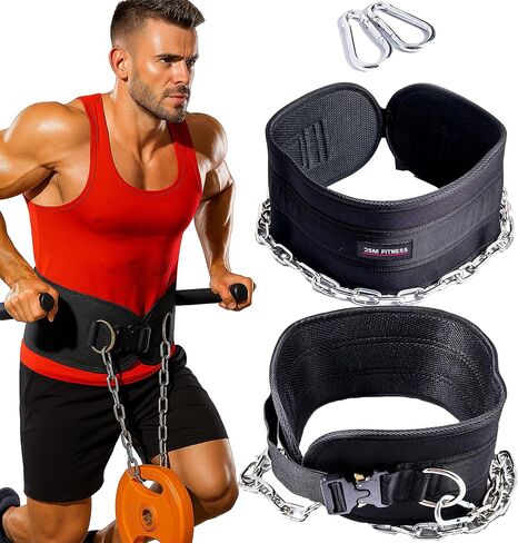 تراجع حزام لرفع الأثقال مع مشبك فولاذي سريع الإغلاق ، وحزام مرجح للمنحدرات والانخفاضات للرجال ، مع سلسلة متينة ومراتين ، رفع الأثقال ، القرفصاء ، كمال الأجسام in Saudi Arabia