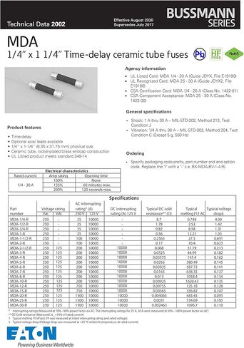 Bussmann MDA-10 10 A Time Delay Ceramic Tube Fuse 250 V Ul Listed 5-in Tin, 5 Pack in Saudi Arabia
