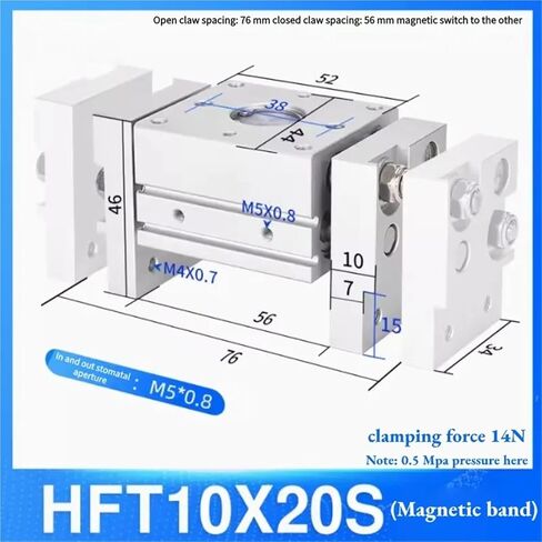 1pcs HFT10X20S,30S,40S,60S HFT16X30S,40S,60S,80S HFT20X40S,60S,80S,100S HFT32X60S,80S,100S,125S Wide Pneumatic Finger Cylinder(HFT20X80S) in Kuwait