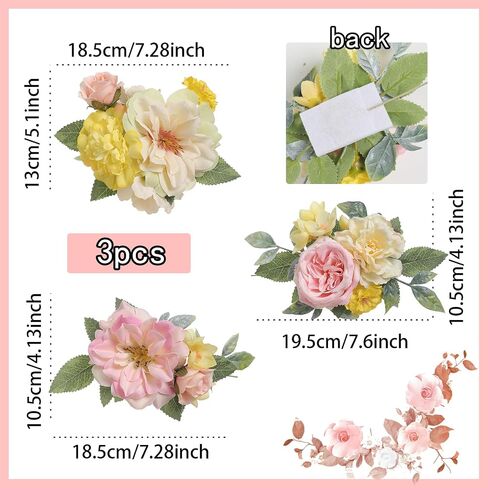 Cake Toppers Flowers,3 Pieces Hand-made Silk Flowers Cake Decorations for Birthday Baby Shower Wedding Valentine's Day Celebration Boho Party Supplies (Champagne) in Saudi Arabia