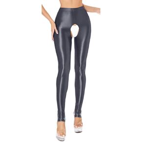 Glossy Oily Tights for Women Open Crotch Foot Stepping Shiny Skinny Pants Legging Shine Fine Trousers S-L in Kuwait