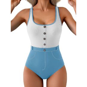 B2Prity Women's Color Block One One One Swimsuit Control Control Simpling Sucp Beck Device High Cherced Weistered in Kuwait