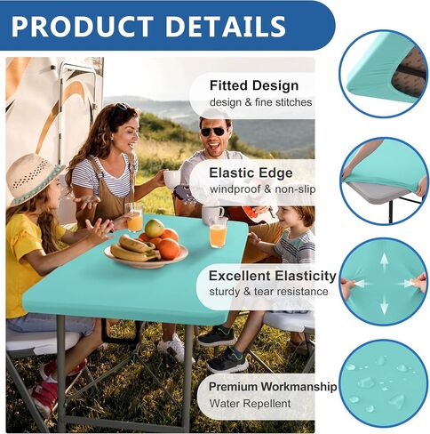 Fitted Tablecloth for 6 Foot Rectangle Tables-6 Pack Black Elastic Outdoor Picnic Table Cover-Spandex Stretch Folding Table Cloths 6 ft for Camping Dining Room Patio Kitchen Banquet Party in Saudi Arabia