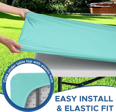 Fitted Tablecloth for 6 Foot Rectangle Tables-6 Pack Black Elastic Outdoor Picnic Table Cover-Spandex Stretch Folding Table Cloths 6 ft for Camping Dining Room Patio Kitchen Banquet Party in Saudi Arabia