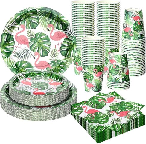 200 Pcs Tropical Nights Hawaiian Aloha Party Supplies Serve 50 Guests Luau Paper Plates Cups Napkins for Summer Beach Tableware Pool Party in Saudi Arabia