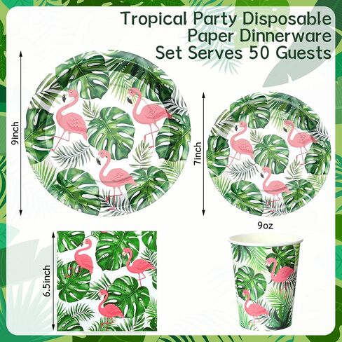200 Pcs Tropical Nights Hawaiian Aloha Party Supplies Serve 50 Guests Luau Paper Plates Cups Napkins for Summer Beach Tableware Pool Party in Saudi Arabia