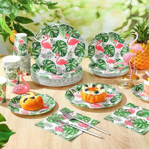 200 Pcs Tropical Nights Hawaiian Aloha Party Supplies Serve 50 Guests Luau Paper Plates Cups Napkins for Summer Beach Tableware Pool Party in Saudi Arabia