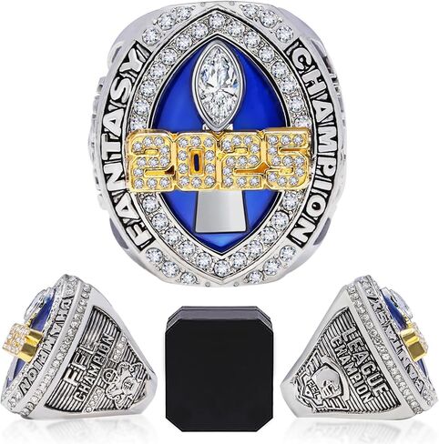 2024 Fantasy Football Ring 2025 with Wooden Box League Champion Trophy Rings Premium Award for Winner in Kuwait