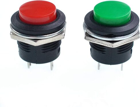 Oiyagai 10Pcs 2 Colors Mini Momentary Push Button Switch, SPST, AC250V/3A, AC125V/6A, Red, Green，R13-507 in Saudi Arabia