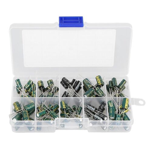 100pcs مكثف صوت عالي الجودة DIY ، مجموعة المكونات الكهربائية ، 10 قيم 10V-63V 10UF-470UF المكثفات الكهربائية الصناعية in Saudi Arabia