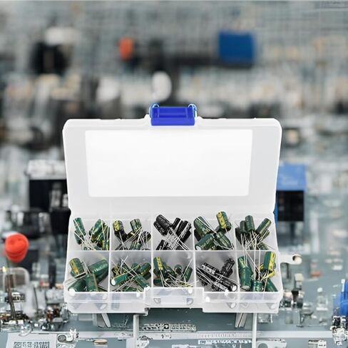 100pcs مكثف صوت عالي الجودة DIY ، مجموعة المكونات الكهربائية ، 10 قيم 10V-63V 10UF-470UF المكثفات الكهربائية الصناعية in Saudi Arabia