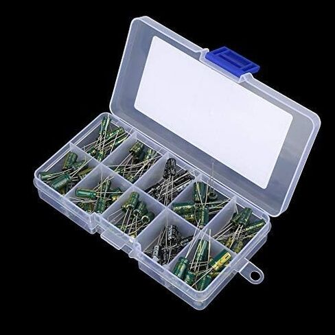 100pcs مكثف صوت عالي الجودة DIY ، مجموعة المكونات الكهربائية ، 10 قيم 10V-63V 10UF-470UF المكثفات الكهربائية الصناعية in Saudi Arabia