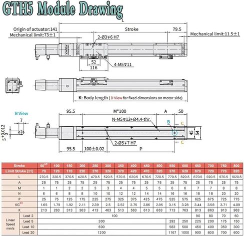 [40mm Servo Bracket] Embedded Linear Module Built-in Linear Motion,50-800mm Stroke Sliding Table(5mm Lead-Stroke 250) in Kuwait