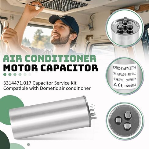 Upgrade 3313107.018 RV Air Conditioner Motor Capacitor 50/5 MFD Compatible with Dometic 50/5 MFD 50+5 uF ±6% 370/440V AC Capacitor Service Kit, Compatible with Heat Pump Air Conditioner or AC Motor in Saudi Arabia