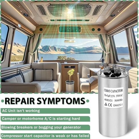 Upgrade 3313107.018 RV Air Conditioner Motor Capacitor 50/5 MFD Compatible with Dometic 50/5 MFD 50+5 uF ±6% 370/440V AC Capacitor Service Kit, Compatible with Heat Pump Air Conditioner or AC Motor in Saudi Arabia