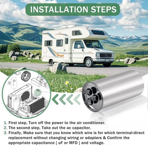 Upgrade 3313107.018 RV Air Conditioner Motor Capacitor 50/5 MFD Compatible with Dometic 50/5 MFD 50+5 uF ±6% 370/440V AC Capacitor Service Kit, Compatible with Heat Pump Air Conditioner or AC Motor in Saudi Arabia
