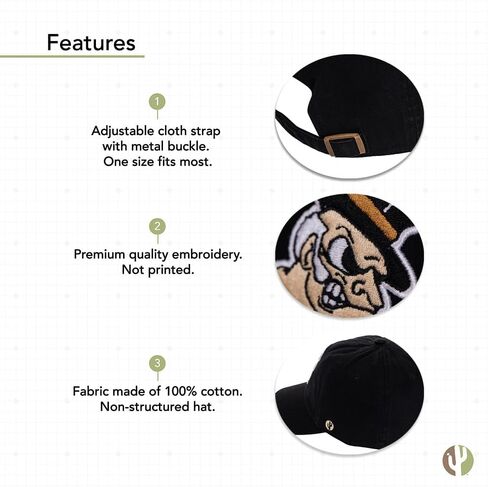 Desert Cactus Wake Forest University Baseball Hat Demon Deacons Brimmed Embroirderd Hats Cap Adjustable Cloth Strap Adult (Style E1) Black in Saudi Arabia