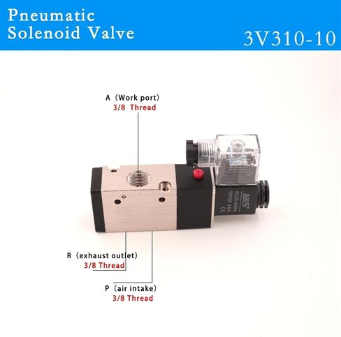 Pneumatic Electric Solenoid Valve 3V310-08/10 3 Way 2 Position Gas Control Air Magnetic Valve DC/AC Coil Volt Hose Fittings(3V310-10,DC12V) in Saudi Arabia