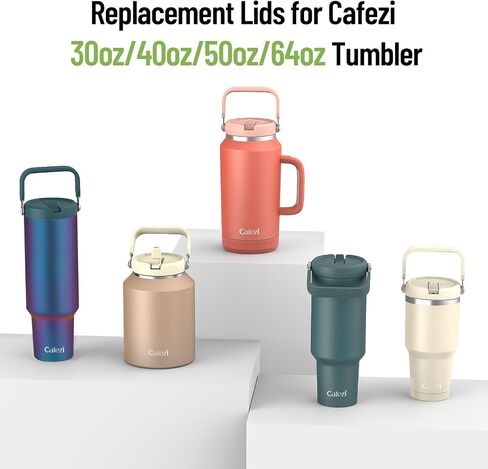 غطاء بديل مع قش فليب ومقبض أعلى ، يناسب Cafezi 30oz/40oz/50oz/64 أوقية. in Kuwait