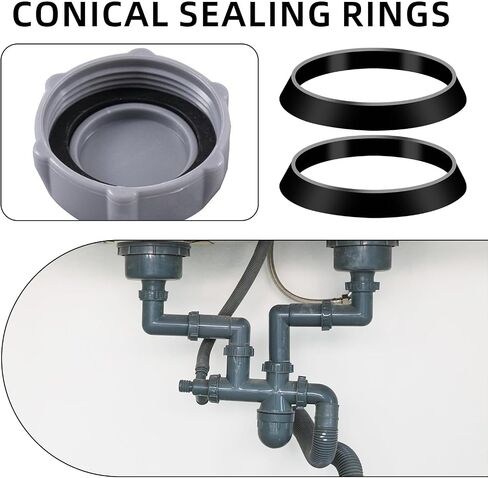 16 Pcs Seal Ring Silicone Washer, Cone Silicone Seal Ring, Waste Pipe Seals Rings Rubber Gasket Washers,Plumbing Washers Rubber Gasket for 1-1/2 Inch Pipe Shower Drain Kitchen Sink Faucet in Saudi Arabia