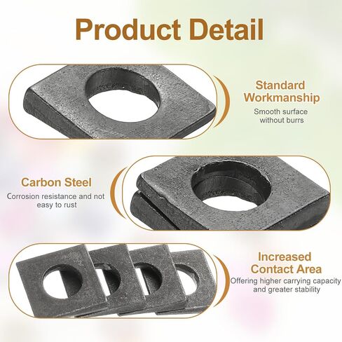 Patikil 15pcs غسالات مربعة مشطوفة ، M8x18mm مربع غسالات محفوظة تحمل صفيحة سترات فاصل مسطح من الصلب الكربوني للبراغي 8 ملم إسفين تسوية الترباس الجوز ، الأسود in Saudi Arabia