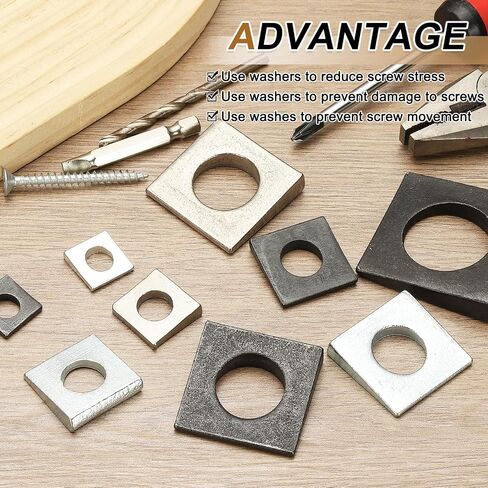 Patikil 15pcs غسالات مربعة مشطوفة ، M8x18mm مربع غسالات محفوظة تحمل صفيحة سترات فاصل مسطح من الصلب الكربوني للبراغي 8 ملم إسفين تسوية الترباس الجوز ، الأسود in Saudi Arabia