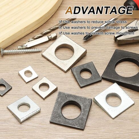 PATIKIL 15pcs Beveled Square Washers, M8x18mm Square Beveled Washers Bearing Strut Plate Flat Pad Spacer Carbon Steel for 8mm Bolts Wedge Shim Leveling Fastener Nut Bolt Gasket, Black in Saudi Arabia