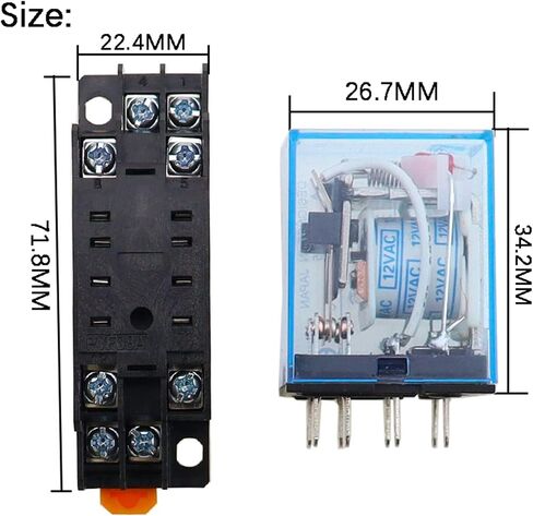 10pcs MY2P HH52P MY2NJ DPDTMiniature Coil Generalelectromagnetic Intermediate Relay Switch withSocket Base LED AC 110V 220V DC 12V 24V(Dc,48V) in Saudi Arabia
