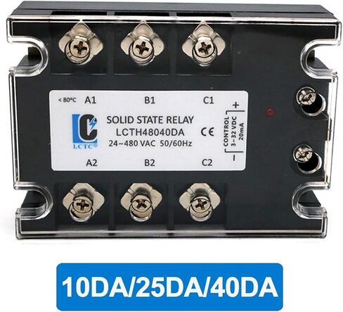 3 Phase SSR 10DA 25DA 40DA 3-32V DC Control 24-480V AC Three Phase Solid State Relay DC-AC 3-Phase SSR 10A 25A 40A(DC-AC 25A,Black) in Saudi Arabia