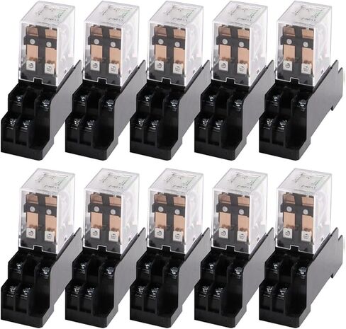 10Pcs Relay LY2NJ AC/DC 12V 24V 36V 48V 110V 220V 380VSmall Relay 10A 8 Pins Coil DPDT with Socket Base in Saudi Arabia