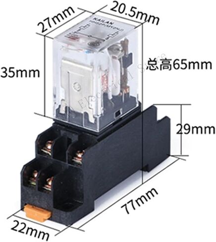 10Pcs Relay LY2NJ AC/DC 12V 24V 36V 48V 110V 220V 380VSmall Relay 10A 8 Pins Coil DPDT with Socket Base in Saudi Arabia