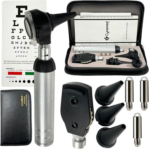 Cynamed Otoscope Set -3.2V أبيض LED منظار مجموعة مع إكسسوارات - الأداة المثالية للممرضات (حالة جلدية السوستة) in Saudi Arabia