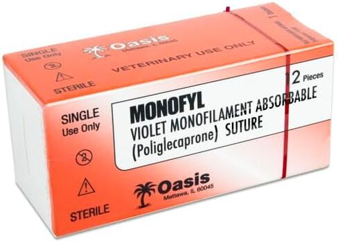 OASIS Vet Monofyl (Poliglecaprone) خياطة أحادية القابلة للامتصاص القابلة للامتصاص ، 0 ، (FSL) 3/8 30 مم إبرة القطع العكسية ، 75 سم ، 12/صندوق ، الاستخدام البيطري in Saudi Arabia