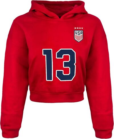 Icon Sports Official Alex Morgan Girls' U.S. Soccer Cropped Hoodie, Youth Sizes Long-Sleeve Fleece Sweatshirt with Hood in Saudi Arabia