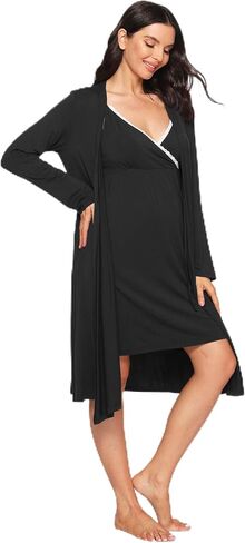 Latuza Women's Viscose Nursing Nightgown and Robe Set in Saudi Arabia