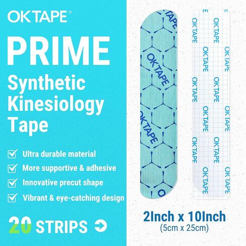 OK TAPE Synthetic Kinesiology Tape, 20 Strips Precut K Tape, Waterproof, Elastic Athletic Tape for Pain Relief & Muscle Support, Reflective Design, 2" x 10" -Purple in Saudi Arabia