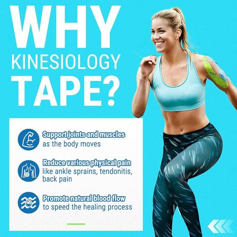OK TAPE Synthetic Kinesiology Tape, 20 Strips Precut K Tape, Waterproof, Elastic Athletic Tape for Pain Relief & Muscle Support, Reflective Design, 2" x 10" -Purple in Saudi Arabia