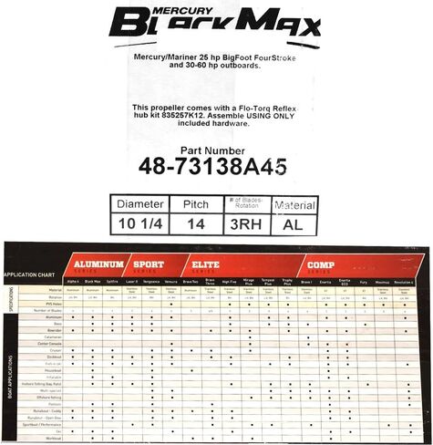 Mercury Marine Black Max 10-1/4 × 14 Pitch 3-Blade Aluminium Propeller Propeller in Saudi Arabia