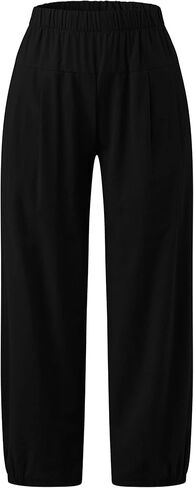 Bozanly Summer Capri Pants for Women Casual Elastic Waist Cotton Linen Comfy Yoga Crop Pants Trousers 2025 in Kuwait