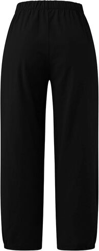 Bozanly Summer Capri Pants for Women Casual Elastic Waist Cotton Linen Comfy Yoga Crop Pants Trousers 2025 in Kuwait