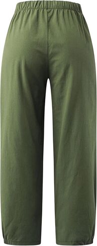 Bozanly Summer Capri Pants for Women Casual Elastic Waist Cotton Linen Comfy Yoga Crop Pants Trousers 2025 in Kuwait