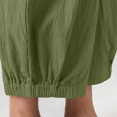 Bozanly Summer Capri Pants for Women Casual Elastic Waist Cotton Linen Comfy Yoga Crop Pants Trousers 2025 in Kuwait