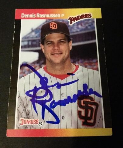 Dennis Rasmussen Padres 1989 Donruss #559 Yankees أصيلة توقيعه JG2 - بطاقات موقعة بالبيسبول in Saudi Arabia