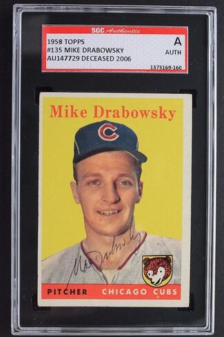 Mike Drabowsky (D.06) تم توقيع الأشبال 1958 Topps #135 SGC JSA أصيل - بطاقات موقعة للبيسبول in Saudi Arabia